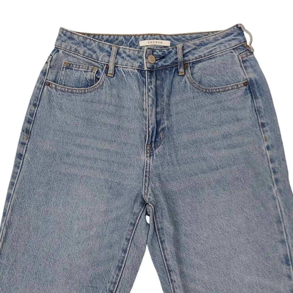 Pacsun Mom Jean Womens 26 Blue Medium Wash Denim Tapered Casual High Rise Cotton - Picture 2 of 10